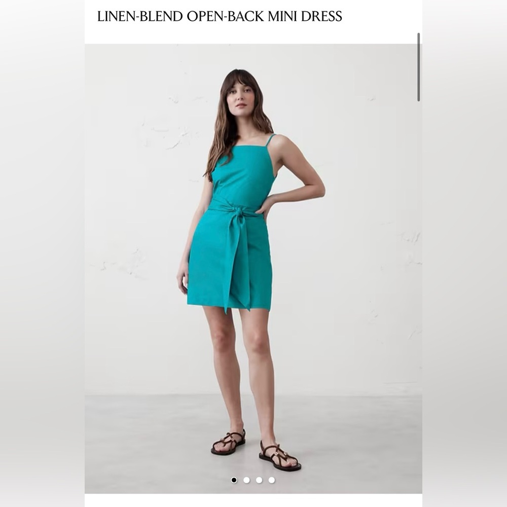 Banana Republic Factory Teal Linen-Blend Mini Dress